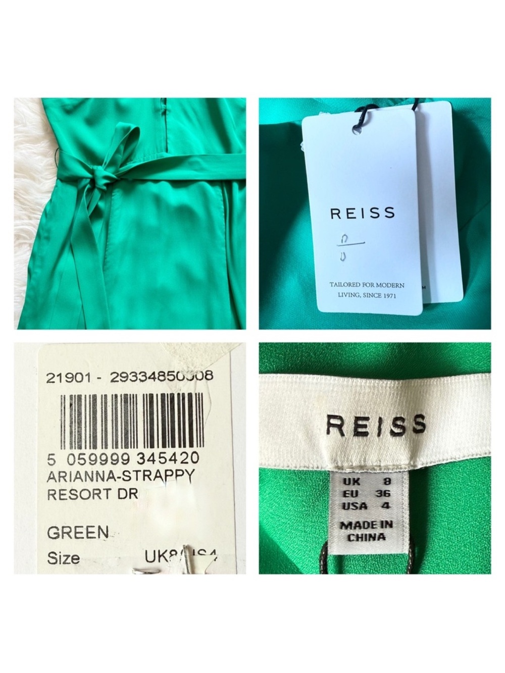 New! Reiss Arianna Plunge Halter Neck Cut-out Midi Dress in Emerald Green - Picture 10 of 11